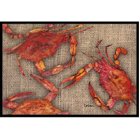 Jensendistributionservices 24 x 36 In. Cooked Crabs on Faux Burlap Indoor or Outdoor Mat MI2554116